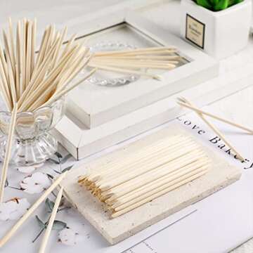 100 Pieces Orange Wood Sticks Nail Cuticle Stick for Pusher Remover Manicure Art Pedicure, 4.3 Inches