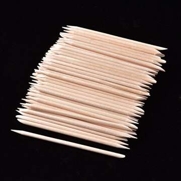 100 Pieces Orange Wood Sticks Nail Cuticle Stick for Pusher Remover Manicure Art Pedicure, 4.3 Inches