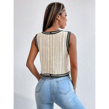 Stylish Verdusa Floral Pattern Knit Sweater Vest for Women