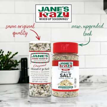Jane's Krazy Mixed Up Seasonings Variety Pack of 3 - Mixed-Up Salt Pepper and Garlic