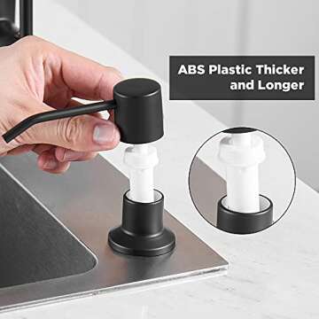 Durable Matte Black Kitchen Sink Soap Dispenser with Capacity