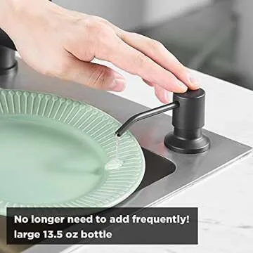 Durable Matte Black Kitchen Sink Soap Dispenser with Capacity