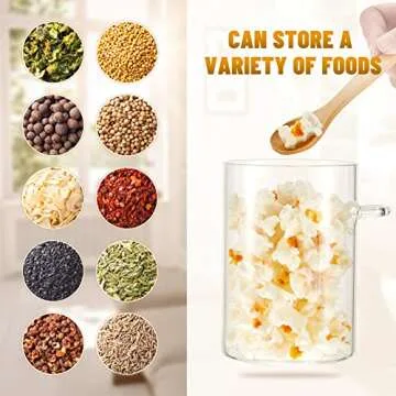 Tessco 2 Pack 17oz Glass Storage Jars with Bamboo Lid Spoons Clear Glass Food Storage Jars Glass Kitchen Canisters for Coffee Bar Sugar(17oz)