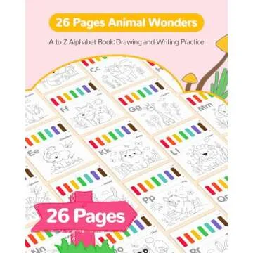 TECJOE Paint with Water Coloring Books for Toddlers, A to Z 26 Pages Animal Watercolor Paint Set wit...