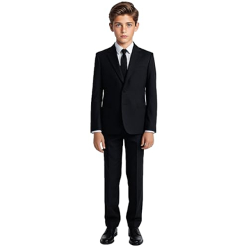Black n Bianco Boys Black Tuxedo Suit with Tie for Young Boys Youth Size 5