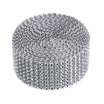 Outus 8 Row 5 Yard Acrylic Rhinestone Diamond Ribbon for Wedding Cakes, Birthday Decorations, Baby S...