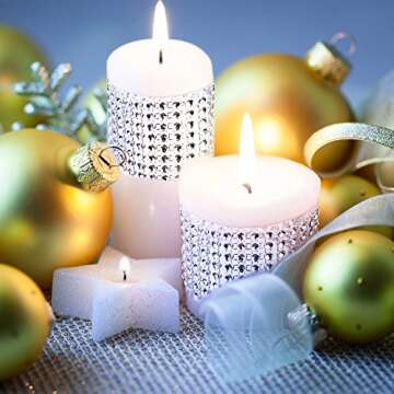 Outus 8 Row 5 Yard Acrylic Rhinestone Diamond Ribbon for Wedding Cakes, Birthday Decorations, Baby Shower Events and Arts and Crafts Projects (Silver)