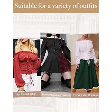 Scarlet Darkness Womens Black Renaissance Pirate Long Sleeve Shirt Off Shoulder Boho Corset Blouse Top (Black, XL)