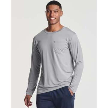 4 Pack: Men’s Long Sleeve Pocket T-Shirt Set - Quick Dry, UPF Sun Protection, Casual and Athletic ...
