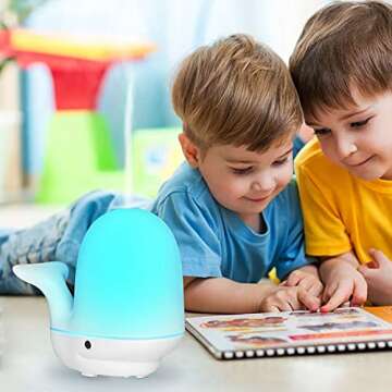 MissRHEA Kids Essential Oil Diffuser, 180ml Cute Whale Shape Aromatherapy Diffuser Ultrasonic Cool Mist Humidifier with 7 Colors Changing&Waterless Auto-Off for Home,Bedroom,Baby Room,Office