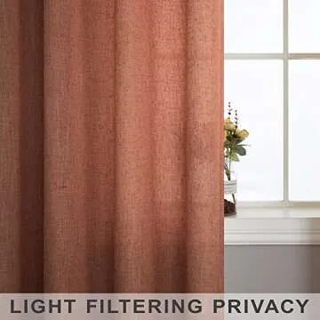 Terracotta Rust Curtains 38 Inch Wide for Small Windows 2 Panel Set Pair Rod Pocket Semi Sheer Linen Farmhouse Small Mini Window Treatment for Bedroom Door Closet Decor 38 Inch Width by 84 Inch Length