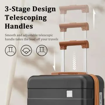 imiomo Carry on Luggage, 20 IN Carry-on Suitcase with Spinner Wheels, Hardside 3PCS Set Lightweight Rolling Travel Luggage with TSA Lock(20"/Black)