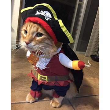 TOPSUNG Cool Caribbean Pirate Pet Halloween Costume for Small to Medium Dogs/Cats, Size S
