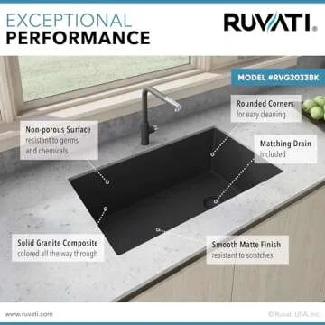 Ruvati Granite Composite Undermount Kitchen Sink - Black