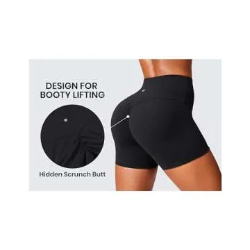 CRZ YOGA Womens Butterlift High Waist Scrunch Butt Biker Shorts 4 Inches - No Front Seam Workout Yoga Gym Booty Black Medium
