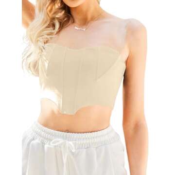 Chic Avanova Asymmetrical Hem Crop Top in Beige for Women