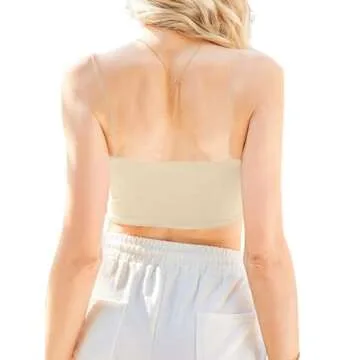 Chic Avanova Asymmetrical Hem Crop Top in Beige for Women