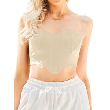 Chic Avanova Asymmetrical Hem Crop Top in Beige for Women