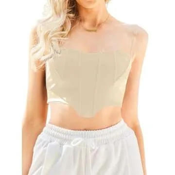 Chic Avanova Asymmetrical Hem Crop Top in Beige for Women