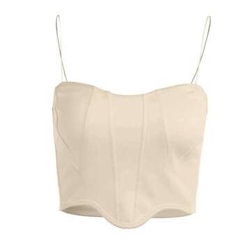 Chic Avanova Asymmetrical Hem Crop Top in Beige for Women