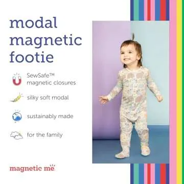 Magnetic Me Footie Pajamas Soft Modal Baby Unisex Sleepwear Quick Magnetic Fastener Sleeper Baa Baa ...