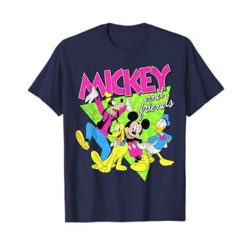 Disney Mickey And Friends Group Shot Neon Portrait T-Shirt