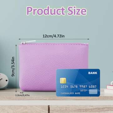 Giantree Small Wallet for Women, Cute PU Lychee Pattern Coin Pocket Portable Change Wallet Mini Coin Purse For Girl Women Ladies ID Key Headset Lipstick(Light Purple)