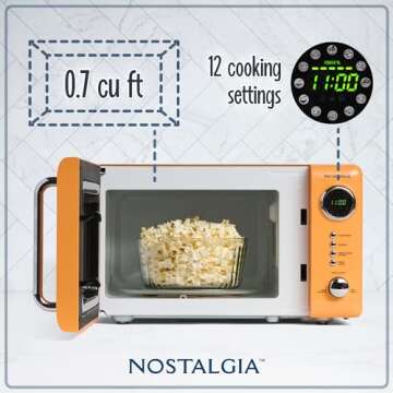 Nostalgia Retro Compact Countertop Microwave Oven - 0.7 Cu. Ft. - 700-Watts with LED Digital Display...