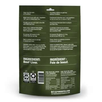 PureBites Beef Freeze Dried Dog Treats, 1 Ingredient, Made in USA, 16.6oz