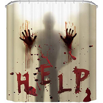 CHICHIC 71 Inch x 71 Inch Halloween Shower Curtain Liner Window Curtains, Help Me with Bloodys Hands...