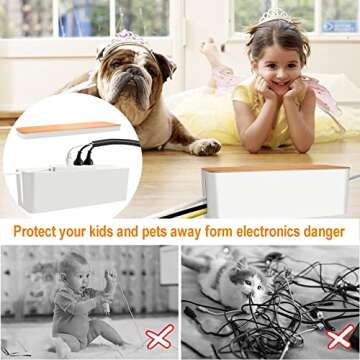 Cable Management Box 3 Pack with 125PCS Cable Management Kit for Power Strip to Hide Wires,Cord Organizer Boxes,Safe ABS Material Wire Organizer of Cable Clips Sleeve