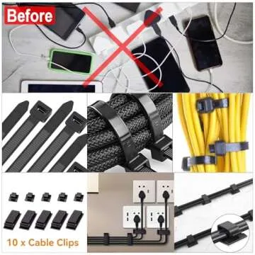 Cable Management Box 3 Pack with 125PCS Cable Management Kit for Power Strip to Hide Wires,Cord Organizer Boxes,Safe ABS Material Wire Organizer of Cable Clips Sleeve
