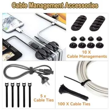 Cable Management Box 3 Pack with 125PCS Cable Management Kit for Power Strip to Hide Wires,Cord Organizer Boxes,Safe ABS Material Wire Organizer of Cable Clips Sleeve