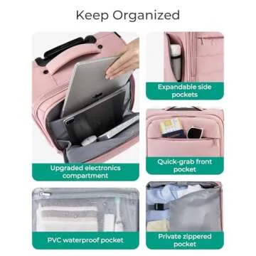 BAGSMART Lightweight Underseat Carry on Luggage with Wheels