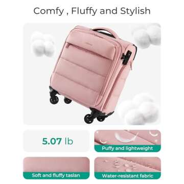 BAGSMART Lightweight Underseat Carry on Luggage with Wheels