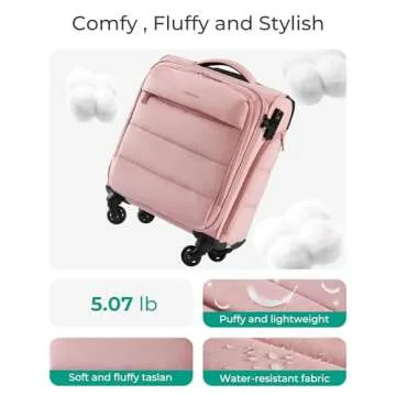 BAGSMART Lightweight Underseat Carry on Luggage with Wheels