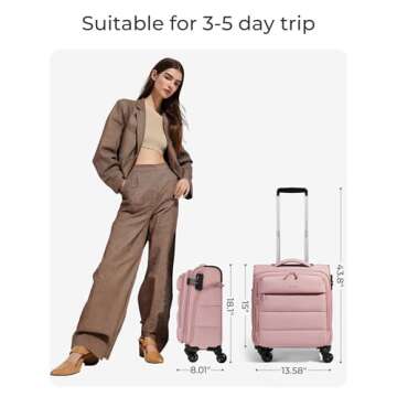 BAGSMART Lightweight Underseat Carry on Luggage with Wheels