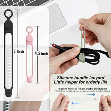 Nearockle Silicone Cable Ties Cord Organizer for Cable Management 24PCS