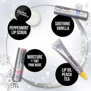 ChapStick Total Hydration Lip Kit Gift Set, Lip Moisturizer, Lip Scrub and Lip Balm Set - 4 Count