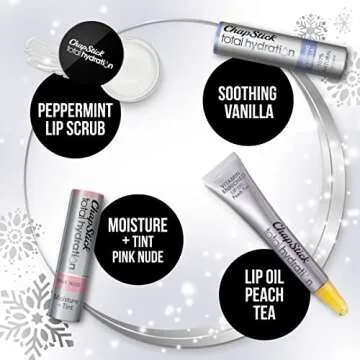 ChapStick Total Hydration Lip Kit Gift Set, Lip Moisturizer, Lip Scrub and Lip Balm Set - 4 Count