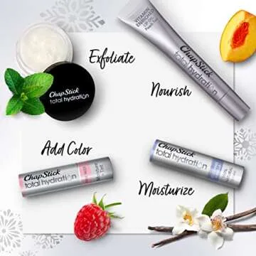 ChapStick Total Hydration Lip Kit Gift Set, Lip Moisturizer, Lip Scrub and Lip Balm Set - 4 Count