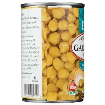 Eden Organic Garbanzo Beans, 15 oz Can, No Salt, Non-GMO, Gluten Free, Vegan, Kosher, U.S. Grown, Heat and Serve, Macrobiotic, Chickpeas