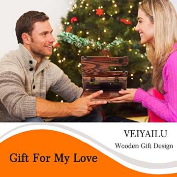 VEIYAILU Gifts for Men from Wife Nightstand Organizer for Men Wood Phone Docking Station, Gift Ideas for Father's Day, Christmas, and Valentine's Day (Brown)