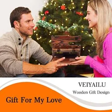 VEIYAILU Gifts for Men from Wife Nightstand Organizer for Men Wood Phone Docking Station, Gift Ideas for Father's Day, Christmas, and Valentine's Day (Brown)