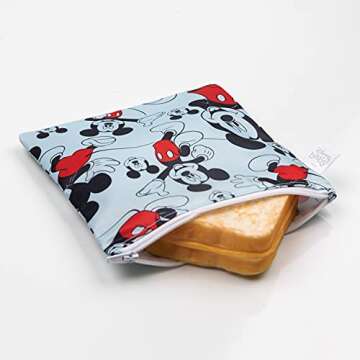 Bumkins Disney Reusable Sandwich and Snack Bags, for Kids School Lunch and for Adults Portion, Washa...