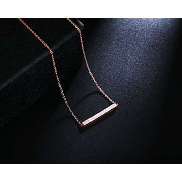 Minimalist Bar Necklace, Rose Gold Necklace, Bar Necklaces Women, Rose Gold Jewelry Women