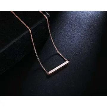Minimalist Bar Necklace, Rose Gold Necklace, Bar Necklaces Women, Rose Gold Jewelry Women