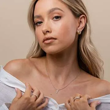 PAVOI 14K White Gold Plated Cubic Zirconia Initial Necklace | Letter Necklaces for Women | S Initial