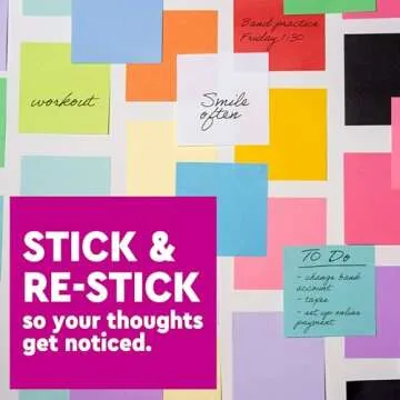 Post-it Super Sticky Notes, 5 Sticky Note Pads, 3 x 3 in., School Supplies for Students, Ideal for Textbooks, Notebooks, Walls and Vertical Surfaces, Single Color Packs Collection