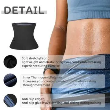 LELTLIMH Waist Trimmer for Women, Waist Trainer Sauna Belt, Neoprene-free Waist Cincher,Sauna Slimming Belt Suit Workout SM Black